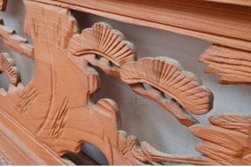 ビンテージ建具　鶴と松の図柄が魅力的な彫刻欄間2枚セット(明かり取り、明り取り、ヴィンテージ)(R-082577)