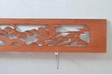 ビンテージ建具　鷹(タカ)と松の図柄が和の空間を演出してくれる彫刻欄間2枚セット(明かり取り、明り取り、ヴィンテージ)(R-082578)
