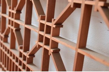 アンティーク建具　細かなデザインが魅力的な組子欄間2枚(明り取り、明かり取り)(R-082580)