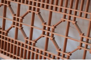 アンティーク建具　細かなデザインが魅力的な組子欄間2枚(明り取り、明かり取り)(R-082580)