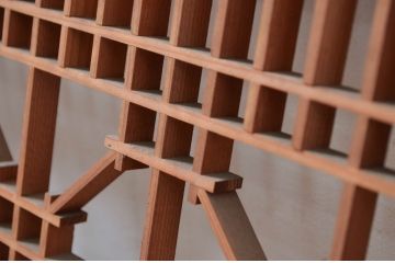 アンティーク建具　細かなデザインが魅力的な組子欄間2枚(明り取り、明かり取り)(R-082580)