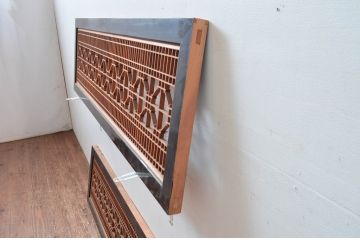 アンティーク建具　細かなデザインが魅力的な組子欄間2枚(明り取り、明かり取り)(R-082580)