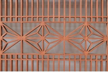 アンティーク建具　上質な和の空間を演出する組子欄間2枚セット(明かり取り、明り取り)(R-082581)