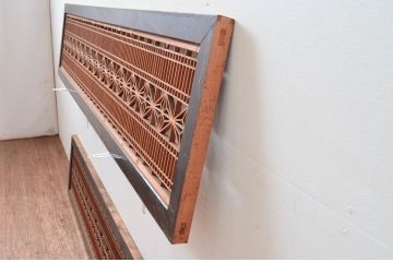 アンティーク建具　上質な和の空間を演出する組子欄間2枚セット(明かり取り、明り取り)(R-082581)
