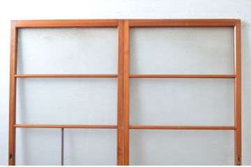 アンティーク建具　どこか懐かしい雰囲気のレトロな銀モールガラス引き戸2枚セット(ガラス戸、建具)(R-082584)