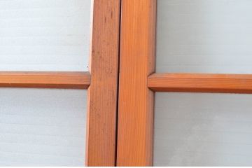 アンティーク建具　どこか懐かしい雰囲気のレトロな銀モールガラス引き戸2枚セット(ガラス戸、建具)(R-082584)