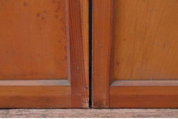 アンティーク建具　どこか懐かしい雰囲気のレトロな銀モールガラス引き戸2枚セット(ガラス戸、建具)(R-082584)