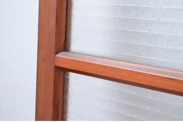 アンティーク建具　どこか懐かしい雰囲気のレトロな銀モールガラス引き戸2枚セット(ガラス戸、建具)(R-082584)
