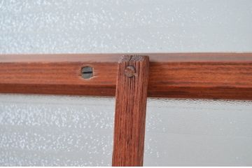 アンティーク建具　どこか懐かしい雰囲気のレトロな銀モールガラス引き戸2枚セット(ガラス戸、建具)(R-082584)