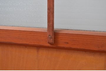 アンティーク建具　どこか懐かしい雰囲気のレトロな銀モールガラス引き戸2枚セット(ガラス戸、建具)(R-082584)