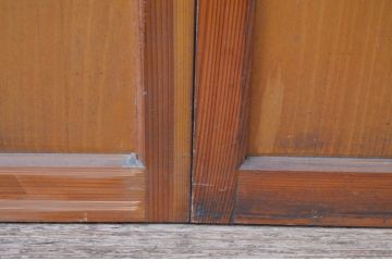 アンティーク建具　どこか懐かしい雰囲気のレトロな銀モールガラス引き戸2枚セット(ガラス戸、建具)(R-082584)