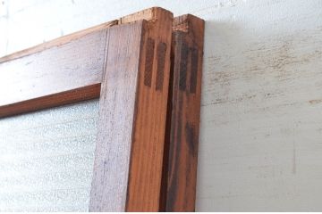アンティーク建具　どこか懐かしい雰囲気のレトロな銀モールガラス引き戸2枚セット(ガラス戸、建具)(R-082584)