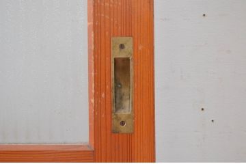 アンティーク建具　美品　懐かしい雰囲気漂うレトロな銀モールガラス引き戸1枚(ガラス戸、建具)(R-082585)