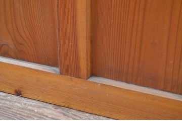 アンティーク建具　美品　懐かしい雰囲気漂うレトロな銀モールガラス引き戸1枚(ガラス戸、建具)(R-082585)