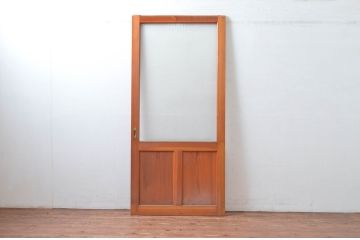 アンティーク建具　美品　懐かしい雰囲気漂うレトロな銀モールガラス引き戸1枚(ガラス戸、建具)(R-082585)