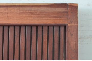 アンティーク建具　上手物!!　総欅(ケヤキ)材　凝った作りの北陸産格子蔵戸1枚(引き戸、格子戸、玄関戸)(R-082586)