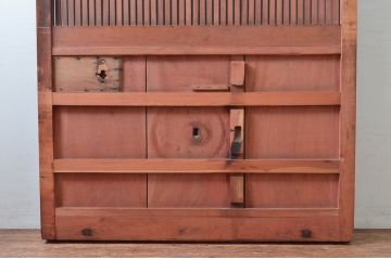 アンティーク建具　上手物!!　総欅(ケヤキ)材　凝った作りの北陸産格子蔵戸1枚(引き戸、格子戸、玄関戸)(R-082586)
