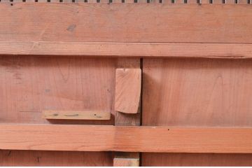 アンティーク建具　上手物!!　総欅(ケヤキ)材　凝った作りの北陸産格子蔵戸1枚(引き戸、格子戸、玄関戸)(R-082586)