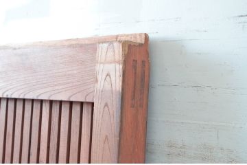 アンティーク建具　上手物!!　総欅(ケヤキ)材　凝った作りの北陸産格子蔵戸1枚(引き戸、格子戸、玄関戸)(R-082586)