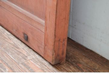 アンティーク建具　上手物!!　総欅(ケヤキ)材　凝った作りの北陸産格子蔵戸1枚(引き戸、格子戸、玄関戸)(R-082586)