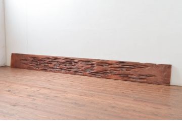 アンティーク建具　特大!!　杉材を贅沢に使った存在感のある二間物の欄間1枚(明かり取り、明り取り)(R-082590)