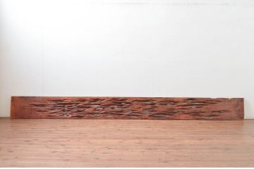 アンティーク建具　特大!!　杉材を贅沢に使った存在感のある二間物の欄間1枚(明かり取り、明り取り)(R-082590)