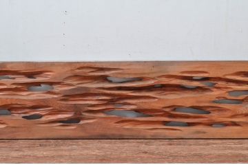 アンティーク建具　特大!!　杉材を贅沢に使った存在感のある二間物の欄間1枚(明かり取り、明り取り)(R-082590)