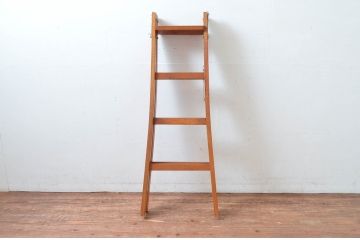 和製アンティーク　美品　樫(カシ)材　時代を重ねた味わいのある脚立つ(ステップ、ラダー、はしご、梯子、木製)(R-082591)