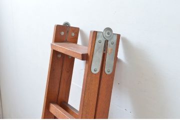 和製アンティーク　美品　樫(カシ)材　時代を重ねた味わいのある脚立つ(ステップ、ラダー、はしご、梯子、木製)(R-082591)