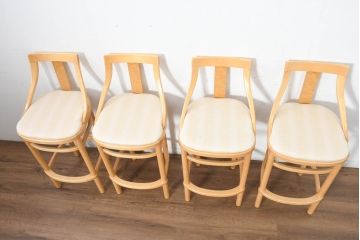 中古　超美品!　松創　シカモア材　バーズアイメープル　モダンで品のある佇まいのカウンターチェア4脚セット(ハイチェア、バーチェア、椅子、イス、バラ売り可能)(R-082593)