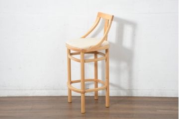 中古　超美品!　松創　シカモア材　バーズアイメープル　モダンで品のある佇まいのカウンターチェア4脚セット(ハイチェア、バーチェア、椅子、イス、バラ売り可能)(R-082593)