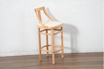中古　超美品!　松創　シカモア材　バーズアイメープル　モダンで品のある佇まいのカウンターチェア4脚セット(ハイチェア、バーチェア、椅子、イス、バラ売り可能)(R-082593)