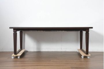 中古　超美品　元祖軽井沢彫　大坂屋家具店　随所に施された桜の彫りに目を奪われる大型ダイニングテーブル(軽井沢彫り、食卓、作業台、4人掛け、6人掛け、4人用、6人用)(定価約120万円)(R-082594)