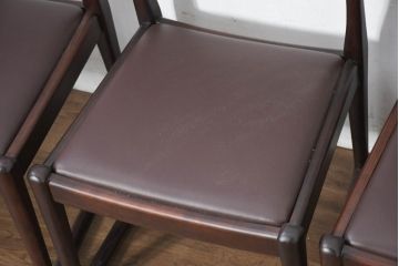 中古　超美品　元祖軽井沢彫　大坂屋家具店　繊細な桜の彫りが見事なKチェア4脚セット(軽井沢彫り、ダイニングチェア、椅子、イス、透かし彫り、バラ売り可能)(定価4脚で約100万円)(R-082595)