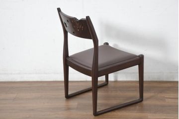 中古　超美品　元祖軽井沢彫　大坂屋家具店　繊細な桜の彫りが見事なKチェア4脚セット(軽井沢彫り、ダイニングチェア、椅子、イス、透かし彫り、バラ売り可能)(定価4脚で約100万円)(R-082595)