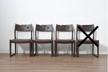 中古　超美品　元祖軽井沢彫　大坂屋家具店　繊細な桜の彫りが見事なKチェア3脚　セット定価約75万円　(R-082595)