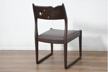 中古　超美品　元祖軽井沢彫　大坂屋家具店　繊細な桜の彫りが見事なKチェア4脚セット(軽井沢彫り、ダイニングチェア、椅子、イス、透かし彫り、バラ売り可能)(定価4脚で約100万円)(R-082597)