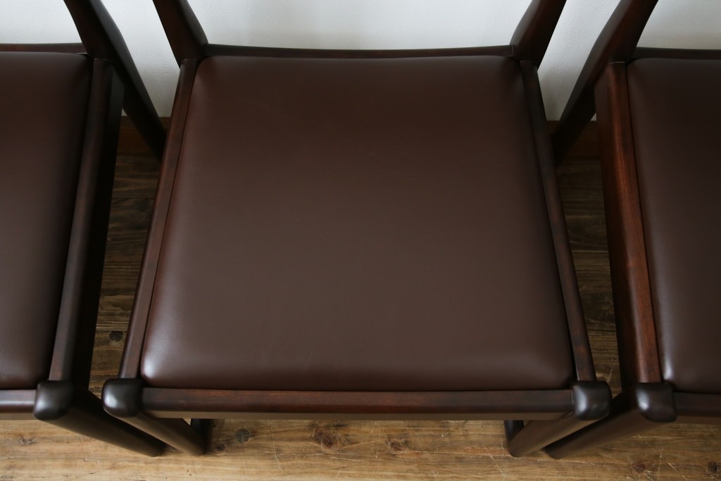 中古　超美品　元祖軽井沢彫　大坂屋家具店　繊細な桜の彫りが見事なKチェア4脚セット　定価(4脚合計)約100万円　(R-082597)