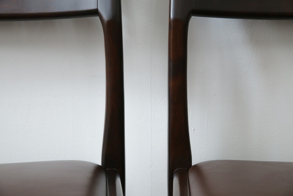 中古　超美品　元祖軽井沢彫　大坂屋家具店　繊細な桜の彫りが見事なKチェア4脚セット　定価(4脚合計)約100万円　(R-082597)