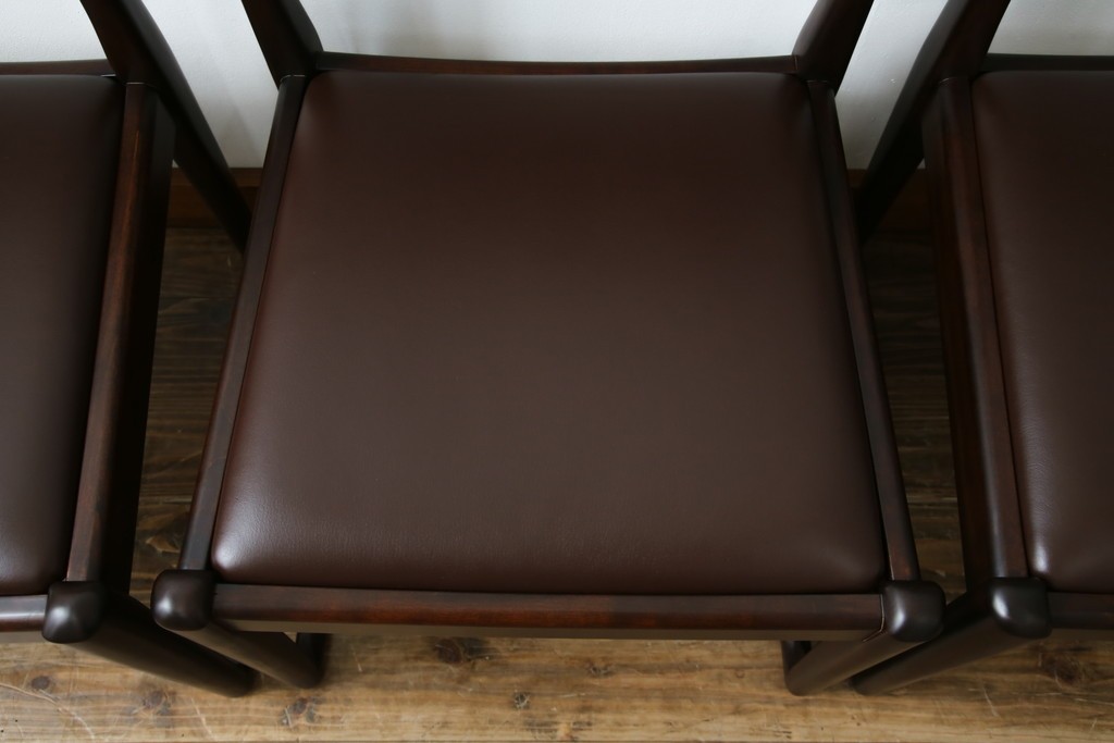 中古　超美品　元祖軽井沢彫　大坂屋家具店　繊細な桜の彫りが見事なKチェア4脚セット　定価(4脚合計)約100万円　(R-082597)