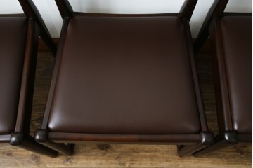 中古　超美品　元祖軽井沢彫　大坂屋家具店　繊細な桜の彫りが見事なKチェア4脚セット　定価(4脚合計)約100万円　(R-082597)