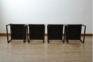 中古　超美品　元祖軽井沢彫　大坂屋家具店　繊細な桜の彫りが見事なKチェア4脚セット　定価(4脚合計)約100万円　(R-082597)