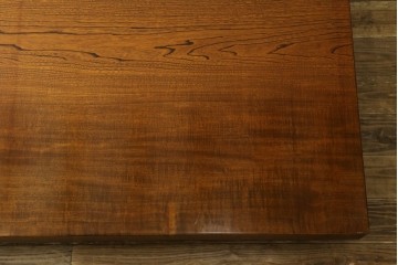 中古　美品　極厚天板　栓材　一枚板　側面玉杢材　深みのある杢目と艶やかな質感が美しいテーブルトップ　(R-082601)