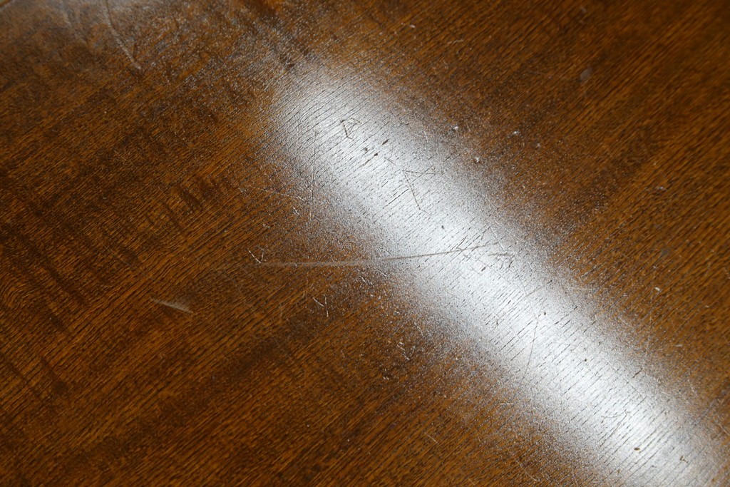 中古　美品　極厚天板　栓材　一枚板　側面玉杢材　深みのある杢目と艶やかな質感が美しいテーブルトップ　(R-082601)