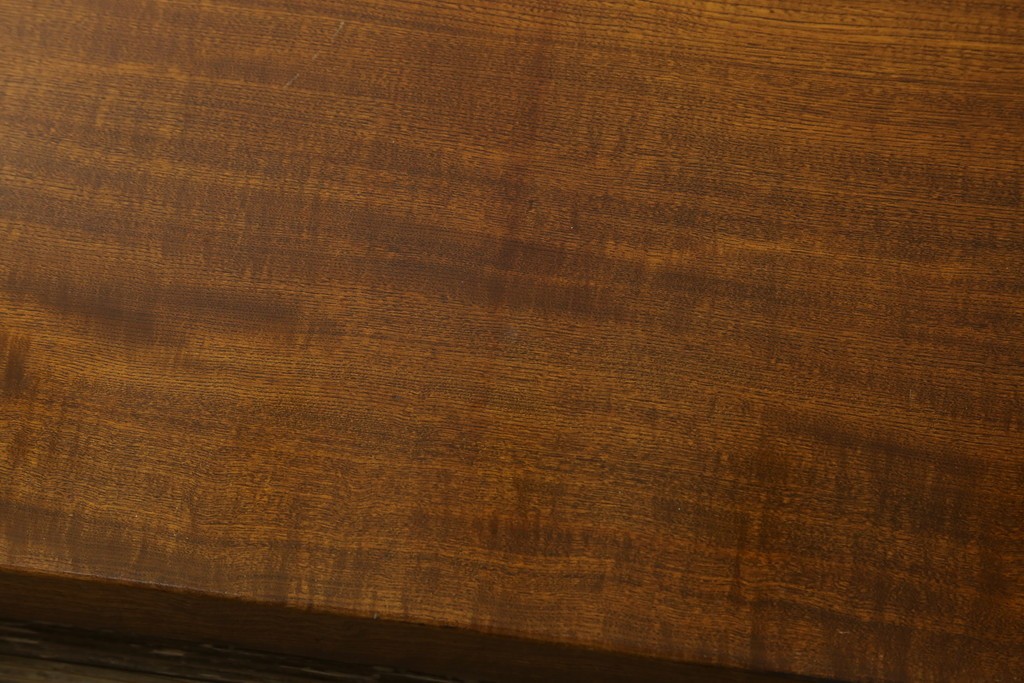 中古　美品　極厚天板　栓材　一枚板　側面玉杢材　深みのある杢目と艶やかな質感が美しいテーブルトップ　(R-082601)