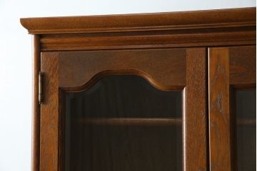 中古　美品!!　北海道旭川 近藤工芸　Solid Furniture OAK (ソリッドファニチャー オーク)　オーク材　クラシカルで上品な佇まいのビューローブックケース(ライティングビューロー、簿記机、本箱、本棚、飾り棚、収納棚、戸棚、ワークデスク、在宅用、在宅ワーク用)(R-082612)