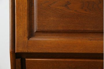 中古　美品!!　北海道旭川 近藤工芸　Solid Furniture OAK (ソリッドファニチャー オーク)　オーク材　クラシカルで上品な佇まいのビューローブックケース(ライティングビューロー、簿記机、本箱、本棚、飾り棚、収納棚、戸棚、ワークデスク、在宅用、在宅ワーク用)(R-082612)