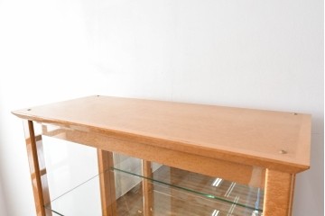 中古　松創(MATSUSO)　希少なバーズアイメープルを使用したミラーバックのディスプレイラック　(R-082614)