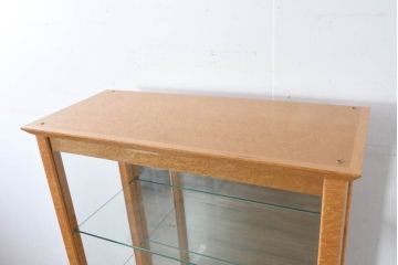 中古　松創(MATSUSO・マツソウ)　希少なバーズアイメープルを使用したミラーバックのディスプレイラック(戸棚、収納棚、ガラスケース、ショーケース、キュリオケース、飾り棚、陳列棚、シェルフ、店舗什器)(R-082614)