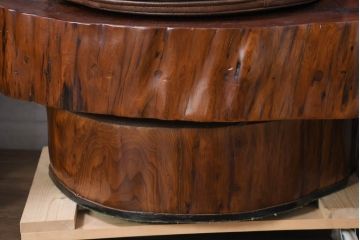 和製ビンテージ　民芸家具　尾久杉の無垢材を贅沢に用いた重厚感あふれる回転式チェア4脚セット(ダイニングチェア、イス、椅子、ヴィンテージ、バラ売り可能)(定価4脚で約165万円)(R-082617)